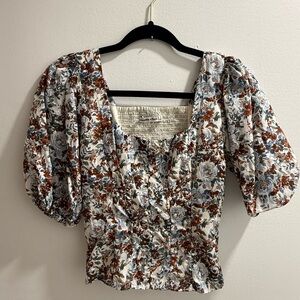 Abercrombie & Fitch Floral Blouse with Puff Sleeves